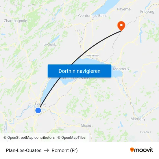 Plan-Les-Ouates to Romont (Fr) map