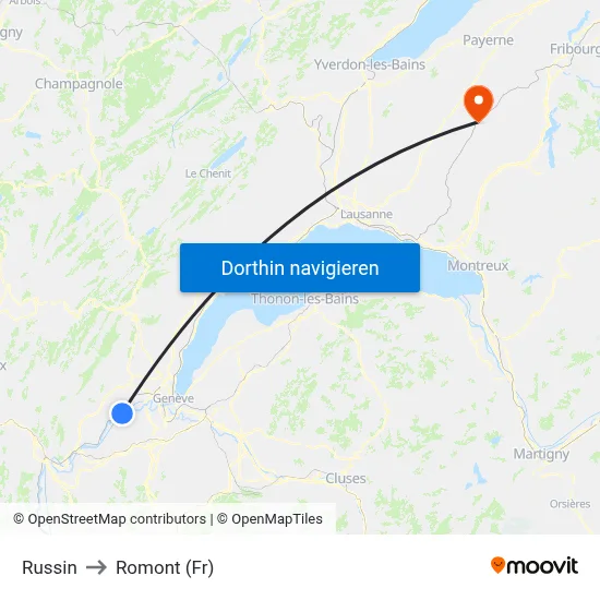 Russin to Romont (Fr) map
