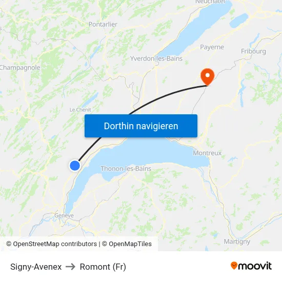 Signy-Avenex to Romont (Fr) map