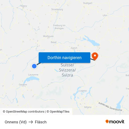 Onnens (Vd) to Fläsch map