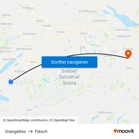 Grangettes to Fläsch map