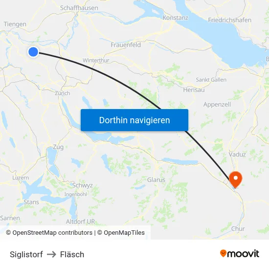 Siglistorf to Fläsch map