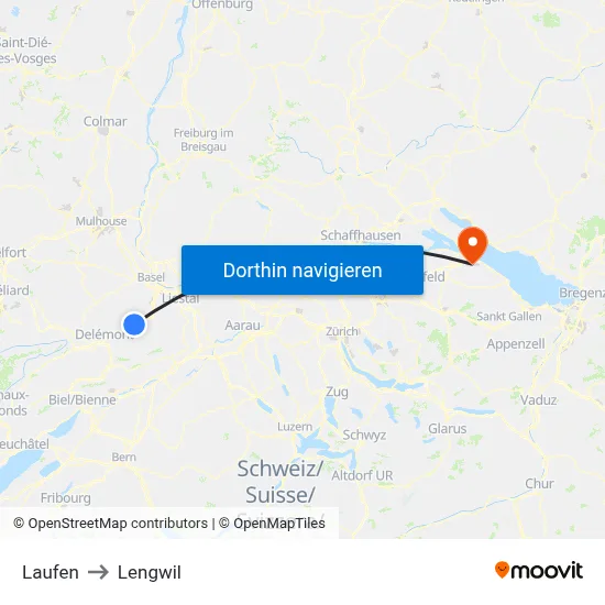 Laufen to Lengwil map