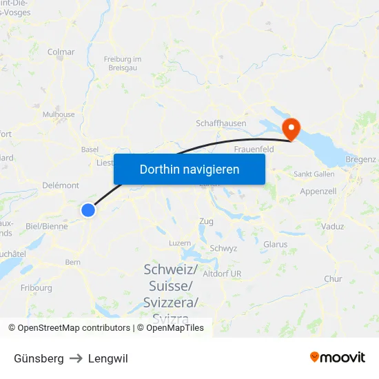 Günsberg to Lengwil map