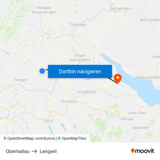 Oberhallau to Lengwil map