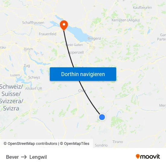 Bever to Lengwil map