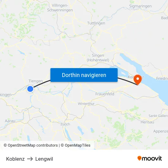 Koblenz to Lengwil map