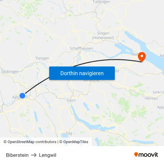 Biberstein to Lengwil map