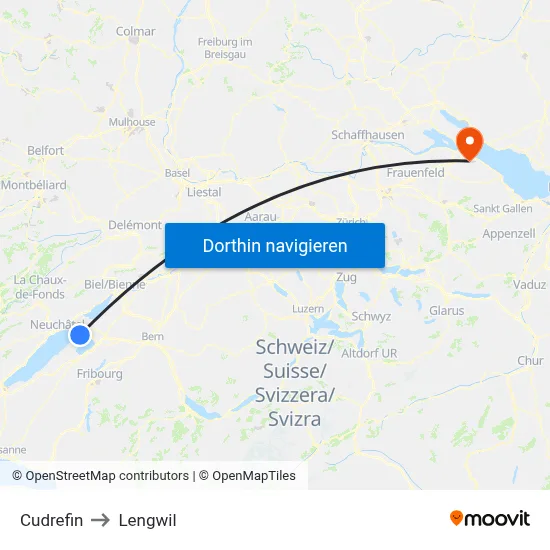 Cudrefin to Lengwil map