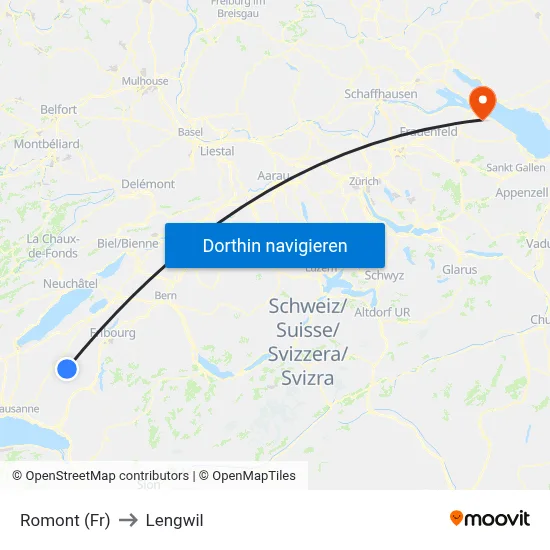 Romont (Fr) to Lengwil map