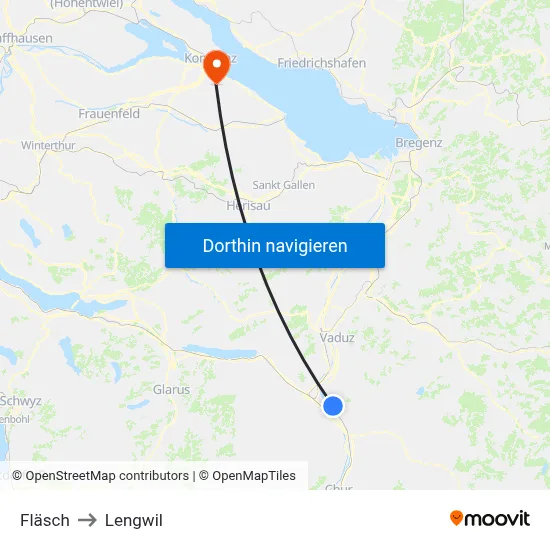 Fläsch to Lengwil map