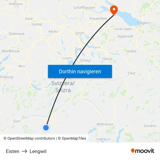 Eisten to Lengwil map