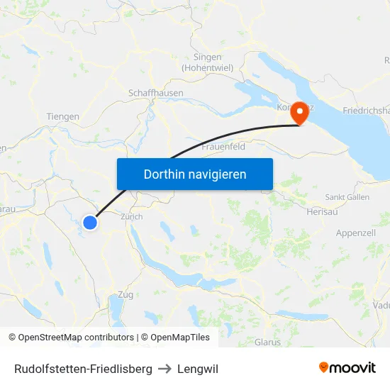 Rudolfstetten-Friedlisberg to Lengwil map