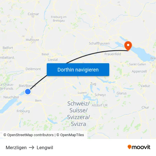 Merzligen to Lengwil map