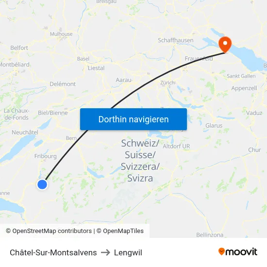 Châtel-Sur-Montsalvens to Lengwil map