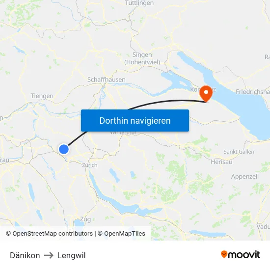 Dänikon to Lengwil map