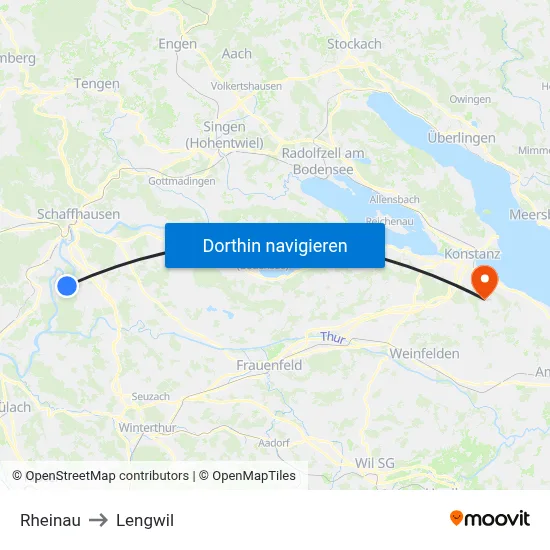 Rheinau to Lengwil map