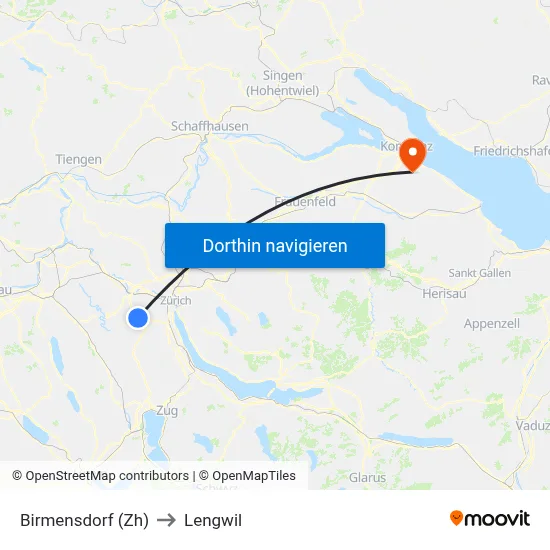 Birmensdorf (Zh) to Lengwil map
