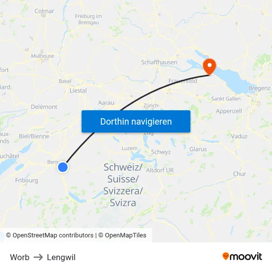 Worb to Lengwil map