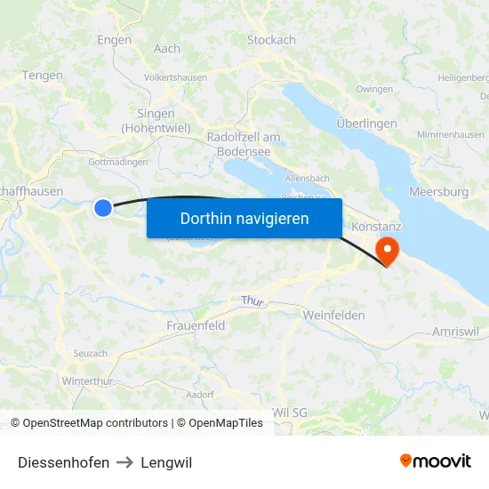 Diessenhofen to Lengwil map