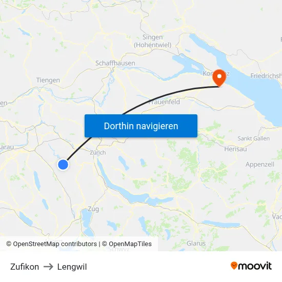Zufikon to Lengwil map