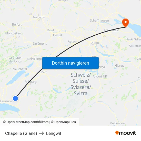 Chapelle (Glâne) to Lengwil map