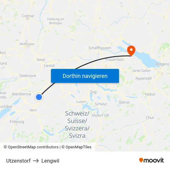 Utzenstorf to Lengwil map