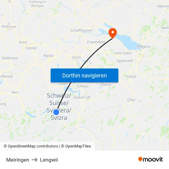 Meiringen to Lengwil map