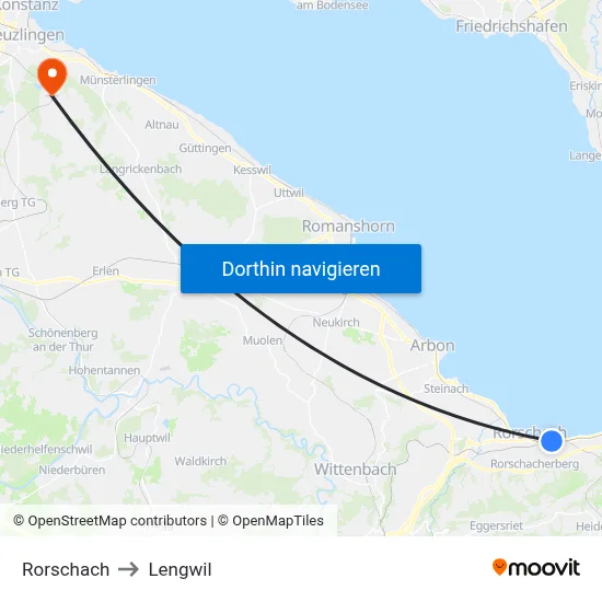 Rorschach to Lengwil map