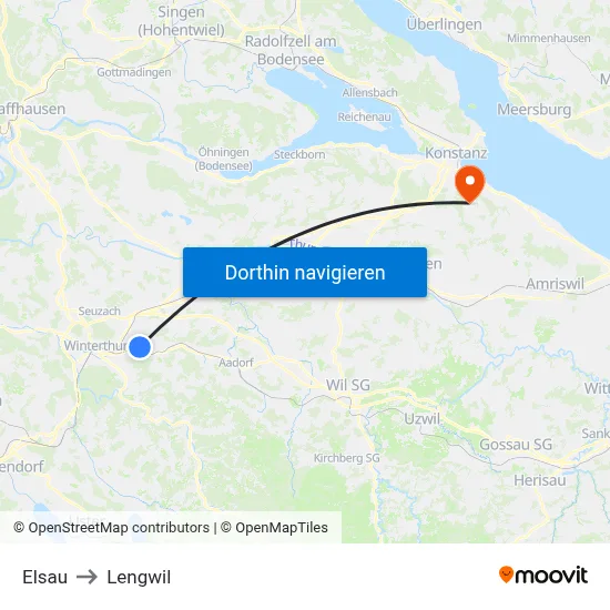 Elsau to Lengwil map