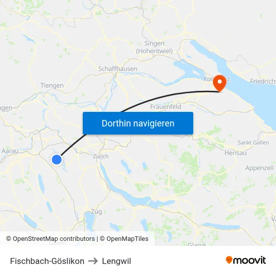 Fischbach-Göslikon to Lengwil map