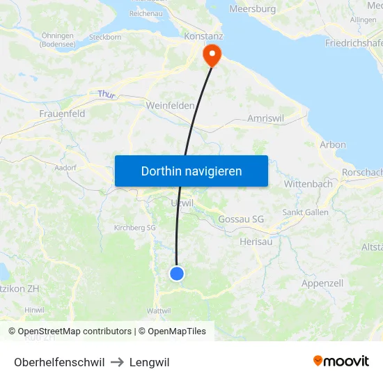 Oberhelfenschwil to Lengwil map