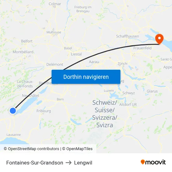 Fontaines-Sur-Grandson to Lengwil map