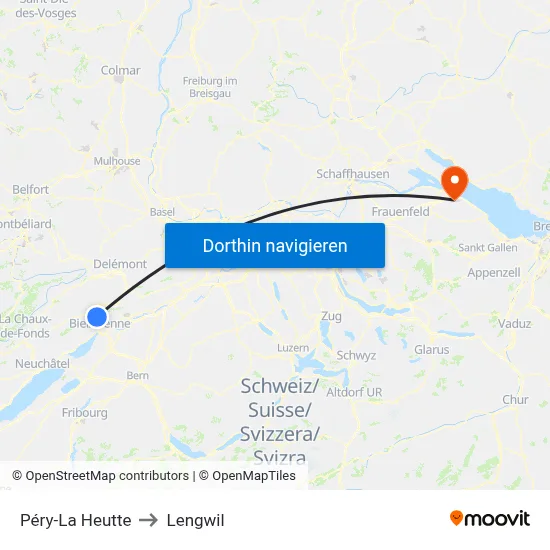 Péry-La Heutte to Lengwil map