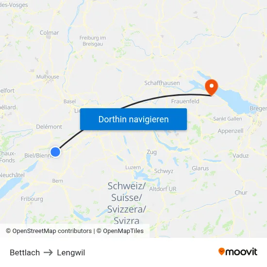 Bettlach to Lengwil map