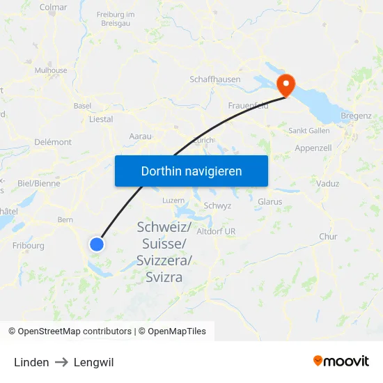 Linden to Lengwil map
