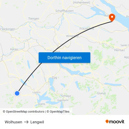 Wolhusen to Lengwil map