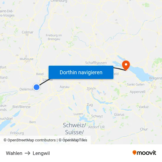 Wahlen to Lengwil map