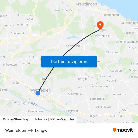 Weinfelden to Lengwil map
