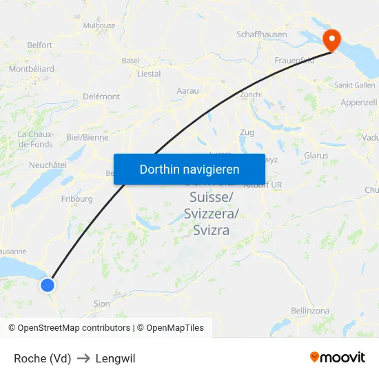 Roche (Vd) to Lengwil map