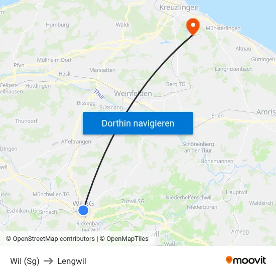 Wil (Sg) to Lengwil map