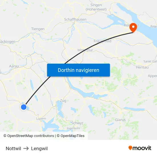 Nottwil to Lengwil map