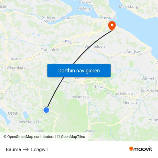 Bauma to Lengwil map