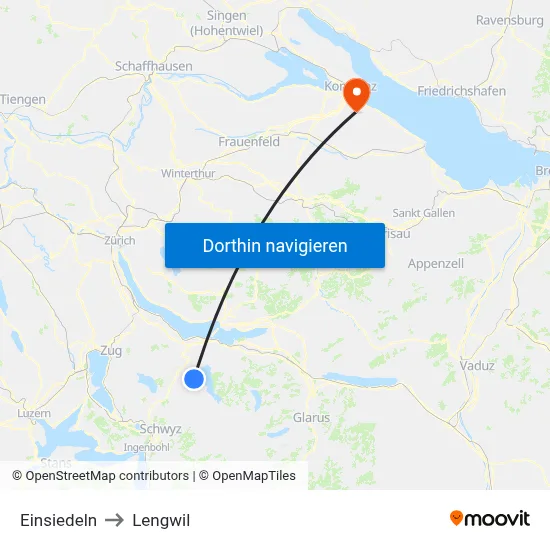 Einsiedeln to Lengwil map