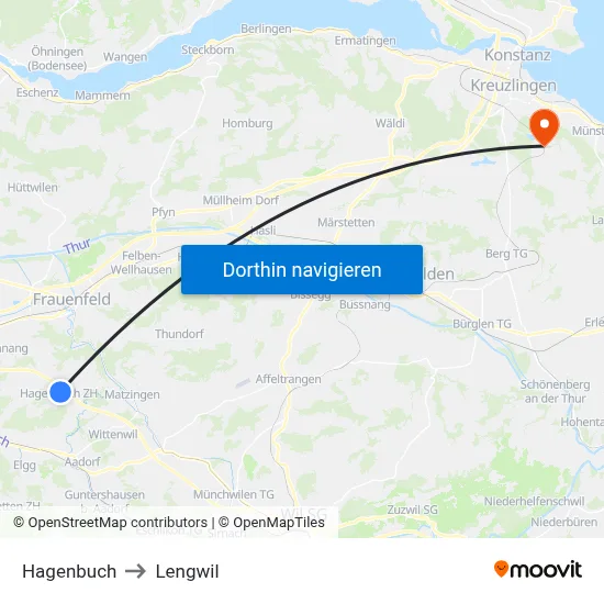 Hagenbuch to Lengwil map