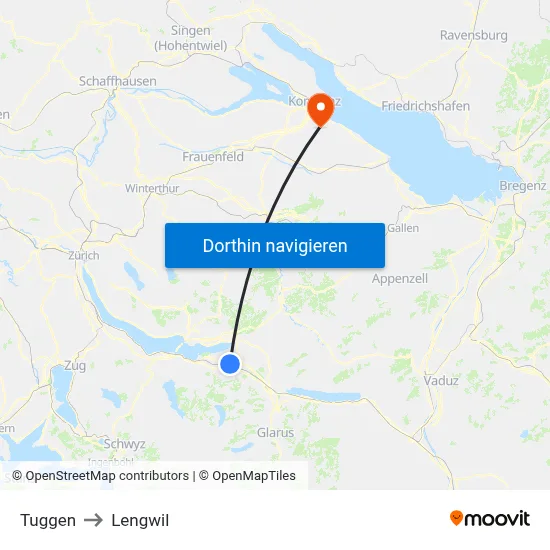 Tuggen to Lengwil map