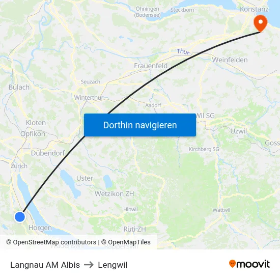 Langnau AM Albis to Lengwil map