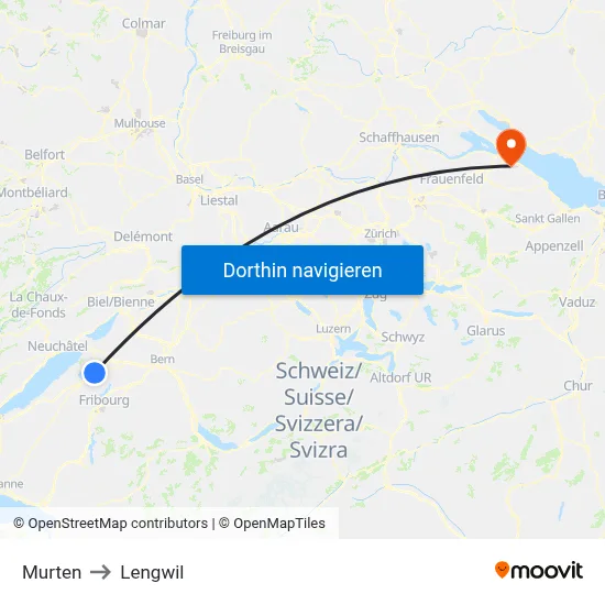 Murten to Lengwil map