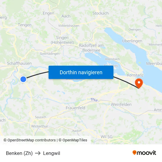 Benken (Zh) to Lengwil map