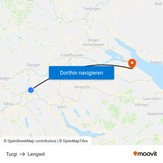 Turgi to Lengwil map